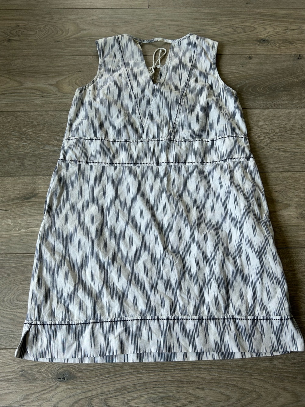 Toad & Co Shakti Sleeveless Organic Cotton Casual Mini Dress Egret Ikat Size L - Picture 5 of 10